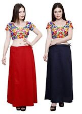 Jupon sari femme en coton uni uni indien prêt à l'emploi 2 pièces