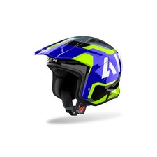 Casque Jet Trial AIROH TRR II Jupiter Bleu Jaune Fluo Brillant