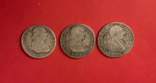 2 RÉALES 1799 1800 1801 ROI CHARLES IV  ESPAGNE - LOT 3 MONNAIES - ARGENT