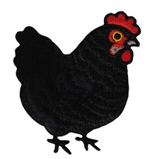 aa98★Poule noire poulet oiseau écusson image à repasser application patch 5,6...