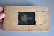 Ancienne plaque de verre humoristique à système (Quand on ment le nez s'allonge)