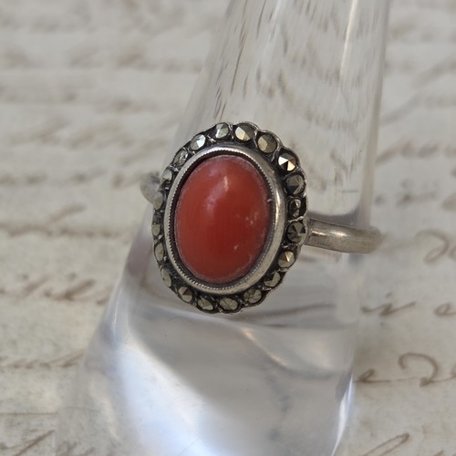 Bague ancienne argent corail - ancienne,