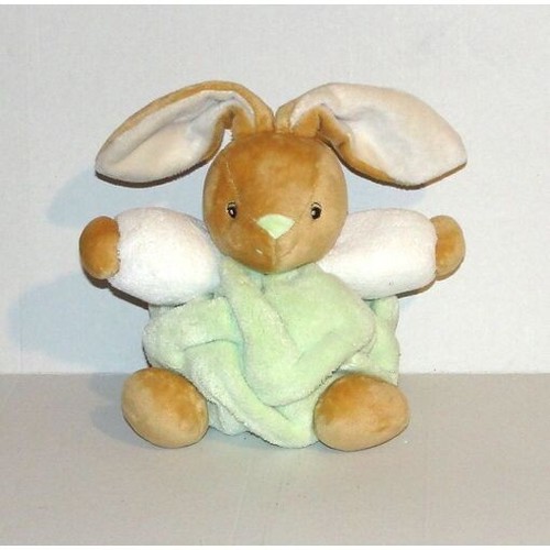 Doudou lapin boule plume - lapin, vert