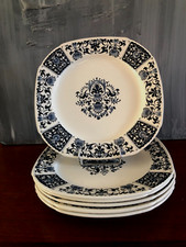 6 ASSIETTES PLATES (CARRÉ) EN FAÏENCE DE GIEN décor " IBIS BLEU  " (lot n°1)