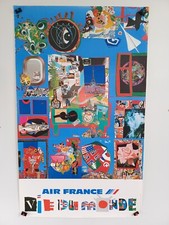 Affiche AIR FRANCE Vie du Monde  Roger BEZOMBES