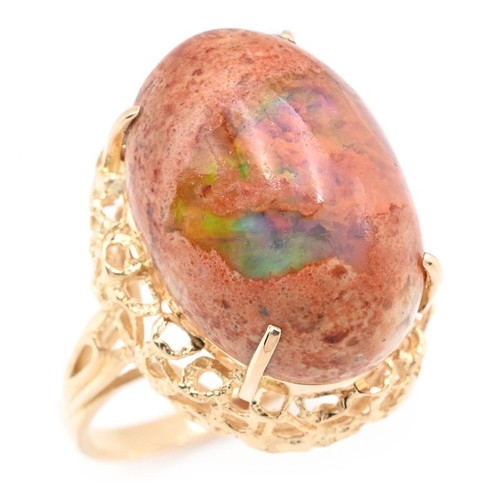 Bague opale naturelle cabochon - opale,