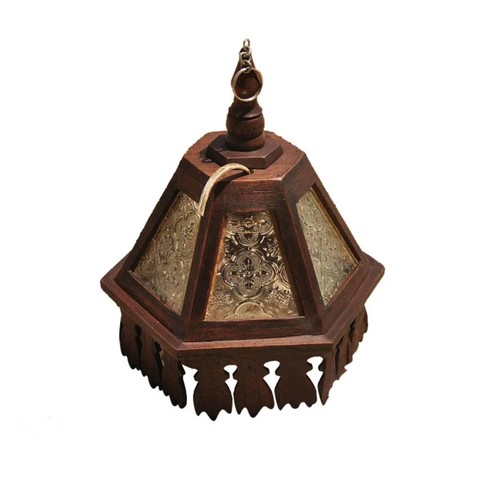 Lustre bois sculpté - lustre, en