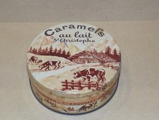 ANCIENNE BOITE EN MÉTAL CARAMELS SAINT CHRISTOPHE RAQUILLET CHABAS CARPENTRAS