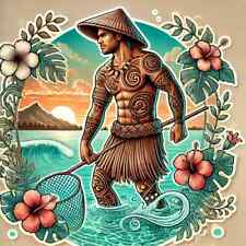 2 Autocollants hibiscus Tahiti