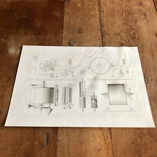 gravure 19eme N109 machine apprêter les étoffes par MM hugenin ducommun dubied
