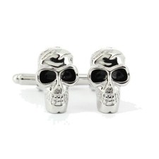 Tony & Paul. Boutons de manchette. tête de mort T800, Acier rhodié. Gris argent 