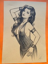 PATURAUD DESSIN  ORIGINAL PIN UP CRAYON SUR PAPIER OCRE 21 X 29 NEUF