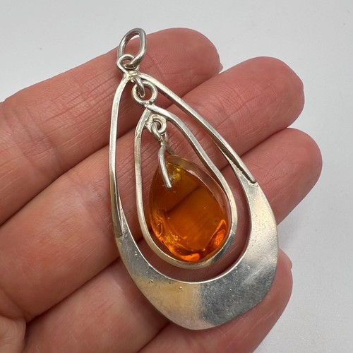 Pendentif ambre larme - , en