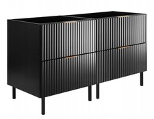 Meuble sous-lavabo sur pied FLOW 120 cm façade rainurée noir avec plateau