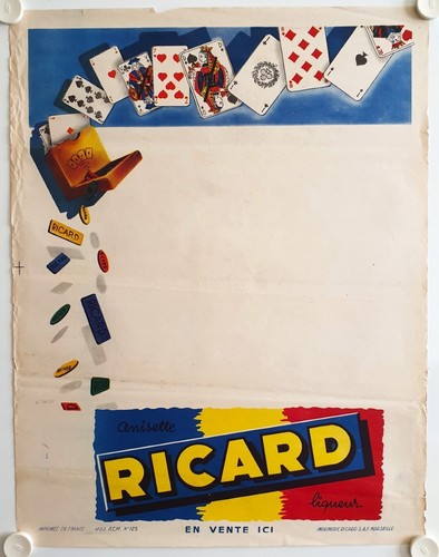 Affiche ricard jeu cartes - affiche,