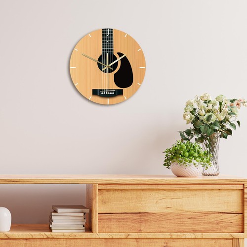 Guitare ronde horloge murale - guitare,
