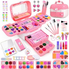 Maquillage Enfant Jouet Filles 4-12 Ans, 80 Pcs Lavable Malette Maquillage, V...