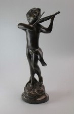 Sculpture ancienne enfant jouant du violon  / Old child sculpture playing the vi