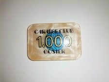 Plaque Casino Caraibe Club Gosier 1000 frs VINTAGE poker roulette