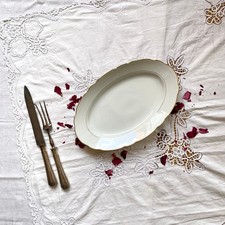 Plat de service ovale avec dorure porcelaine de Sologne Lamotte ACC-7446