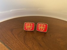 Gold Tone Red Enamel Cufflinks Auckland Chandler Company 1960’s