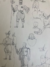 Beau Dessin Original Crayon 1830 XIXe Jules Robert Auguste Étude Jeu De Cartes