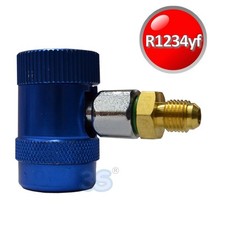 Raccord rapide basse pression 90° avec robinet pour gaz R1234yf