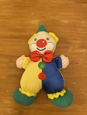 Doudou Peluche Clown Berchet Jaune Bleu Vert Pouet 