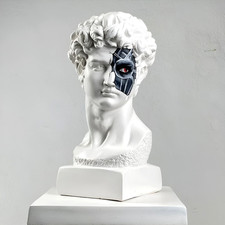 Sculpture buste cyborg David, statue grecque moderne Michel-Ange peinte à...