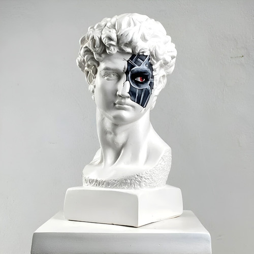 Sculpture buste cyborg david - sculpture,