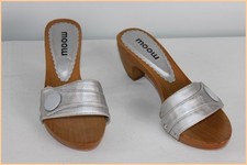 Escarpins Mules MOOW Gris Argenté et Bois T 36 TTBE