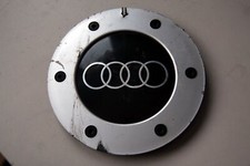 Rare moyeu de cache centre de roue en alliage argenté / noir AUDI d~155 mm