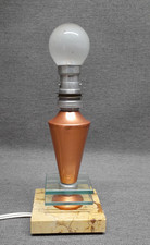 Ancienne Lampe de chevet en Cuivre Verre et Marbre