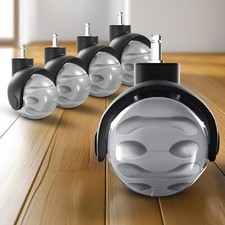 Lot de 5 roulettes grises pour chaises de bureau 11 x 22 mm pour moquettes so...