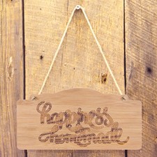  2Pcs Panneaux suspendus en bois de bambou vierge Signes de porte de projet de