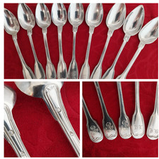 9 CUILLERES à Dessert en ARGENT MASSIF Minerve 188 Grs Modèle au Filet