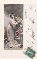 CP BONNE FETE FEMME ELEGANTE