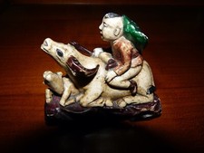 Superbe rare ancienne sculpture pierre dure décor chinois china chine chinese