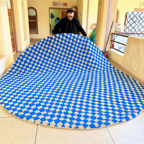 Tapis rond laine berbère - laine,
