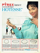 Publicité Advertising 018  1963  Pyrex  plats verre Ligne Hotesse *