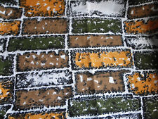 COUPON DE TISSU VINTAGE EN COTON - 120 x 124 cm - IMPRIMÉ BRIQUES - 1960