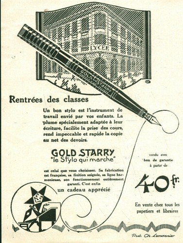 Publicité ancienne stylo gold - stylo,