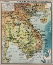 Carte école Indochine Vidal Lablache France Paris Laos Cambodge Siam Tonkin Indo