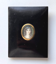 PEINTURE MINIATURE PORTRAIT DE JEUNE FEMME BARONNE ÉPOQUE DÉBUT XIXème