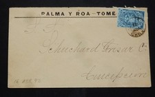 CHILE cover 1892  Palma y Roa-Tome/Conception  5c Tipo III