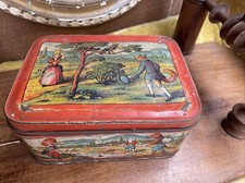 Ancienne Boîte Biscuits Damoiseau Fables De La fontaine Métal 