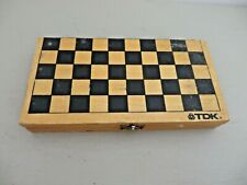 PETITE BOITE JEU DE DAMES & BACK GAMMON DE VOYAGE EN BOIS MARQUE TDK