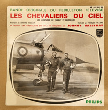 D - Johnny Hallyday Les Chevaliers du Ciel  EP 45T 1967 Noir & Blanc Label Crème