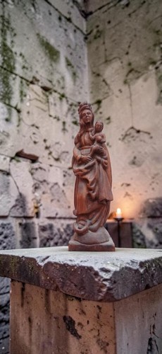 Sculpture bois la vierge - bois,