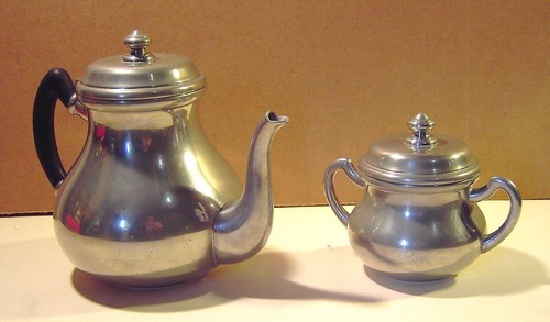 Théière sucrier étain - théière,